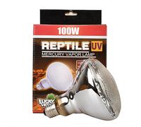 Lucky Herp Reptile UVA UVB Mercury Vapour Bulb Lamp,E27 Screw Thread,100 Watt,160 Watt Available,Clear (100 Watt)
