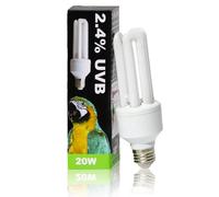 LUCKY HERP UVA UVB Light Bulb for Birds 2.4 UVB 20W Compact Flourescent Lamp for All Kinds Captive Birds