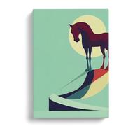 Lucky Horse Abstract Brown, Purple, Teal Canvas Print for Living Room Bedroom Home Office Décor, Wall Art Picture Ready to Hang, 30x20 Inch (76x50 cm)