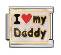 Lucky Horseshoe Boxing Heart Cat Dad Nan Mum Daughter Dog Cat Silver Stainless Steel 9mm Italian Link Charm Compatible With Nomination Bracelet (I Love My Daddy Dad Heart)