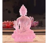 Lucky House Style Buddha Statue Ancient Legal Pharmacist Buddha Statue Decoration Buddha Support Gift Sculpture Indian Feng Shui Statue Meditation Mini Home Decoration (Pink, 13cm)