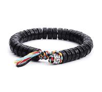 Lucky House Tibetan Buddhist Charm Diamond Vajra Natural Coconut Shell Beaded OM Manipadum Buzz Bracelet Men and Women Hand-Woven Creative Creative Play Bracelet (Without Pendants)