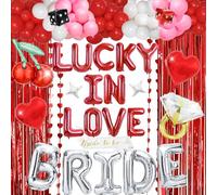 Lucky In Love Bachelorette Party Decorations, Vegas Bachelorette Bridal Shower Decorations-53 Pcs Casino Bach Decorations, Red Bachelorette Party Decorations