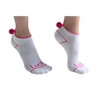 Lucky In Love Women's Pom Low Cut Socks - 3 Pack (Women's Size 4-10)., Blue/Pink/Yellow, One size