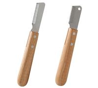 Lucky Interests 2-Pack Dog Grooming Kit, Stripping Knife with | Stainless Steel Blade & Wooden Handle + Short Hair Brush, Undercoat Removal Tool, Eliminate Knots, for Small Medium Dogs Cats