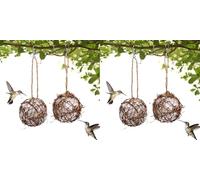 Lucky Interests 4 PCS Globe Hummingbird Nesters, Hummingbird Nesting Houses, New Bird Nesting Material Nesting Station for Outdoor Wild Birds Wrens Finches Parrot, Design for Bird Lovers