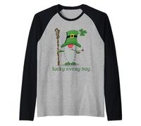 Lucky Irish Gonk - St Patricks Day, Lucky Every Day Shamrock Raglan Baseball Tee