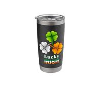 Lucky Irish Shamrock Design, Ireland Flag Clover Graphic Stainless Steel Insulated Tumbler