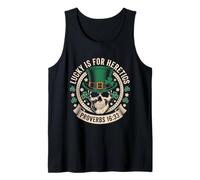 Lucky is for Heretics Proverbs 16:33 Skull St Patricks Day Tank Top