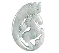 Lucky Jade Dragon Horse Spirit Pendant Necklace - Elegant Green Jade with Ancient Chinese New Year Symbolism - Ideal Prosperous Gift for Family, Wife and Daughter