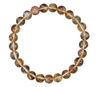 Lucky Jewelry Citrines Bracelet Yellow Quartzs Crystal Stone Bead For Women Men Wealth Fortune Bangle Sunset(21cm(8.27inch),6mm beads)