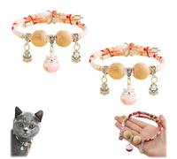 Lucky Kimono Cedar-Bead Pet Collar, Adjustable Cat Collars Personalized, Dog Suit Collar With Fortune Pendant for All Types (Pink,S)