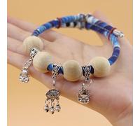 Lucky Kimono Cedar-Bead Pet Collar, Cat Collars Personalized Dog Suit Collar with Fortune Pendant, Cat Collars with Bells, Suitable for All Types of Pets (I,M)