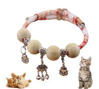 Lucky Kimono Cedar-Bead Pet Collar, Celerypets Cat Collars, Personalized Dog Cat Suit Collar with Bells Fortune Pendant, Adjustable Bell Pet Necklace Suitable for All Pets (J)
