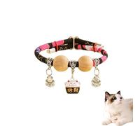Lucky Kimono Cedar-Bead Pet Collar, Celerypets Cat Collars Personalized Dog Suit Collar with Fortune Pendant, Adjustable & Comfortable with Bells, for All Pets (H,S (suitable for 6-9 kg))