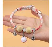 Lucky Kimono Cedar-Bead Pet Collar,Comfortable Adjustable,Personalized Celery Pets Dog Cat Suit Collar with Fortune Pendant,Cat Bells,Suitable for All Types of Pets (Cartoon cat Pink, M)