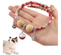 Lucky Kimono Cedar-Bead Pet Collar,Hand-Stitched Celery Pets Dog Cat Suit Collar with Maneki-Neko Charm,Comfortable Adjustable, Suitable for All Types of Pet (Red, XS (Fits Pets Under 16.5 lbs))