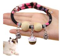 Lucky Kimono Cedar-Bead Pet Collar,Hand-Stitched Celery Pets Dog Cat Suit Collar with Maneki-Neko Charm,Comfortable Adjustable, Suitable for All Types of Pet (Black, XS (Fits Pets Under 16.5 lbs))