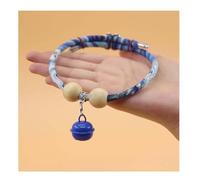 Lucky Kimono Cedar-Bead Pet Collar,Kitten Collar,Personalized Celery Pets Dog Cat Suit Collar with Fortune Pendant,Cat Bells,Adjustable,Suitable for All Types of Pets (Bell Blue, M)