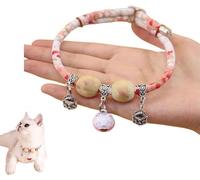 Lucky Kimono Cedar-Bead Pet Collar- Personalized Celery Pets Dog Cat Suit Collar with Fortune Pendant,Comfortable Adjustable,Suitable for All Types of Pets (Pink, S)