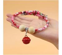 Lucky Kimono Cedar-Bead Pet Collar, Personalized Dog Cat Suit Collar with Fortune Pendant, Bell Print Collar for Cats and Dogs, Comfortable Adjustable, for Cats and Dogs (Bell Red, M)