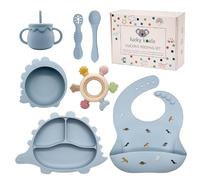 Lucky Koala® Baby Feeding Set I Baby Plate & Bowl with Suction Cup, Design Bib, Weaning Spoons, Teething Ring, Cup I Food Grade Silicone I Baby Weaning Set I Gift Box I BPA-Free