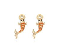 Lucky Koi Fish Earrings, Beach Goldfish Dangle Earrings for Women, Bohemian Carp Fish Vacation Earrings, Ocean Fish Statement Earrings Summer Boho Jewelry, Chinese Money Coin Fish Earrings for Ladies