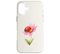 Lucky Ladybug Pink Flower Garden Spring Aesthetic Case for iPhone 16 Plus
