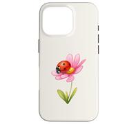 Lucky Ladybug Pink Flower Garden Spring Aesthetic Case for iPhone 16 Pro