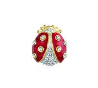 Lucky Ladybug Red Gold Plated Enamel Crystal Insect Lapel Push Pin For Women For Teen