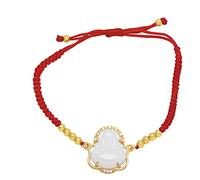 Lucky Laughing Buddha Charm Bracelet Handmade Adjustable Red String Amulet Jewelry for Men Women Boys, Stone, no gemstone