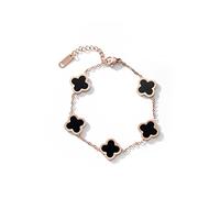Lucky Leaf Bracelet, Women's Titanium Steel Bracelet, Simple Design Style, Exquisite Titanium Steel Jewelry, Lucky Symbol, Jewelry Gift for Girls and Women (Black)