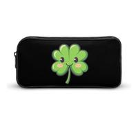 Lucky Leaf Print Pencil Pouch Cute Pen Case with Zippered Aesthetic Makeup Bag