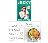 Lucky Learning to live again, Reasons to Stay Alive & The Vegan Longevity Diet 3 Books Collection Set