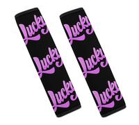 Lucky Lettering Phrase Car Seat Belt Pad Strap Belts Covers Universal Auto Part Accessories 2PCS