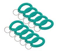 Lucky Line 2” Diameter Spiral Wrist Coil with Steel Key Ring, Flexible Wrist Band Key Chain Bracelet, Stretches to 12”, Teal, 10 Pack (41038)