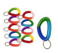 Lucky Line 2” Diameter Spiral Wrist Coil with Steel Key Ring, Multi-Color Flexible Wrist Band Key Chain Bracelet, Stretches to 12”, 25 PK, Assorted Colors (41077)