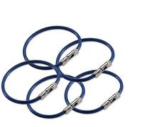 Lucky Line 5" Flex-O-Loc Cable Key Ring, Galvanized Steel, Corrosion-Resistant, Blue, 5 Pack (7113005)