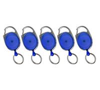 Lucky Line Retractable Oval Key Chain, Blue, 5 Pack (6403505)