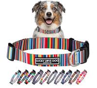 Lucky Love Dog Collars, Rainbow Stripes Pattern Dog Collar for Medium Dogs, Comfortable & Soft Cute Girl or Boy Dog Collar, Hippie, Medium