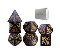 LUCKY-M Glass Polyhedral Dice Set with Case for Dungeons and Dragons, Crystal DND RPG Tabletop Games