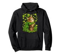 Lucky Maine Coon with Shamrocks Clovers St Patricks Day Cat Pullover Hoodie