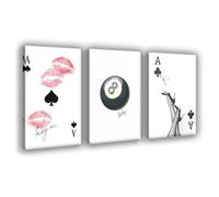 Lucky Me Ace of Spades Poker And Lucky 8 Ball Poster Art Print Ace of Clubs Playing Card And Martini Wall Art Decor For Man Cave Game Room Bedroom Living Room Aesthetic Wall Decor Set Of 3