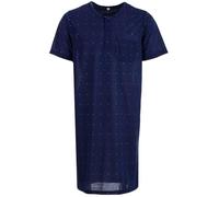 Lucky Men's Nightdress Short Sleeve Diamond Dot Pocket Sleep Shirt Buttons Chest Pocket, navy, XXL