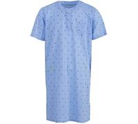 Lucky Men's Nightdress Short Sleeve Diamond Pocket Sleep Shirt Buttons Chest Pocket, lightblue, L