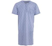 Lucky Men's Nightdress Short Sleeve Diamond Pocket Sleep Shirt Buttons Chest Pocket, lightgrey, XL