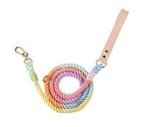 Lucky Monet 5FT Cotton Dog Leash - Ombre Rope Heavy Duty Braided Training With Comfortable PU Leather Handle and Durable Hook Clasp for Small, Medium & Large Dogs
