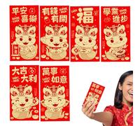 Lucky Money Envelopes, Chinese Red Envelopes | 6X Hong Bao Red Cartoon Snake - Accessories of the Year, Sturdy Lucky Envelope, Light Chinese Red Packets