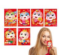 Lucky Money Envelopes,Chinese Red Money Envelopes - Chinese Cartoon Snake Pattern Packages - 6 Red Envelopes for Chinese New Year, Chinese Money Envelopes 2025, Four Color Printing