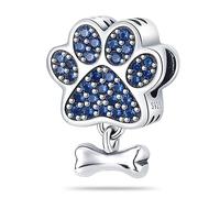 Lucky Mother Daughter Mom Mum Hamsa Family Birthday Dog Love Heart Charm Bead Pendant Sterling Silver 925 Compatible With Pandora Charm Moments Bracelet (Dog Paw Bone Heart)